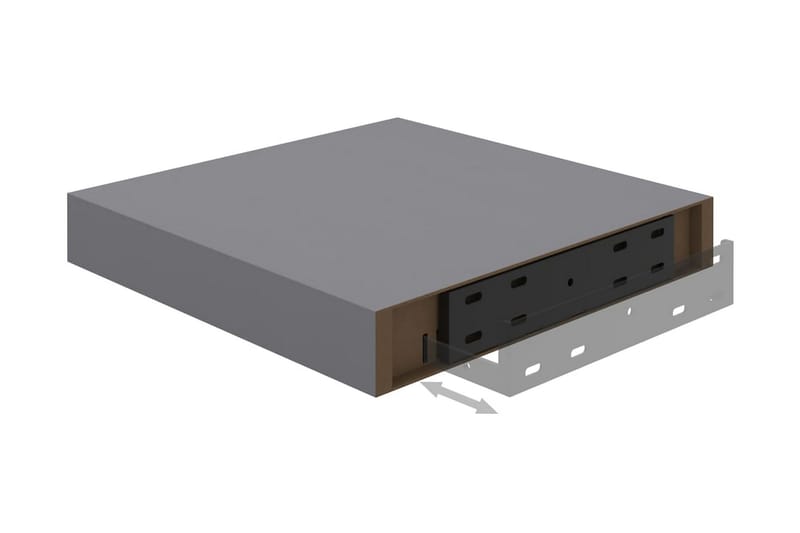 Kelluvat seinähyllyt 2 kpl harmaa 23x23,5x3,8 cm MDF - Harmaa - Säilytys - Hylly - Seinähylly