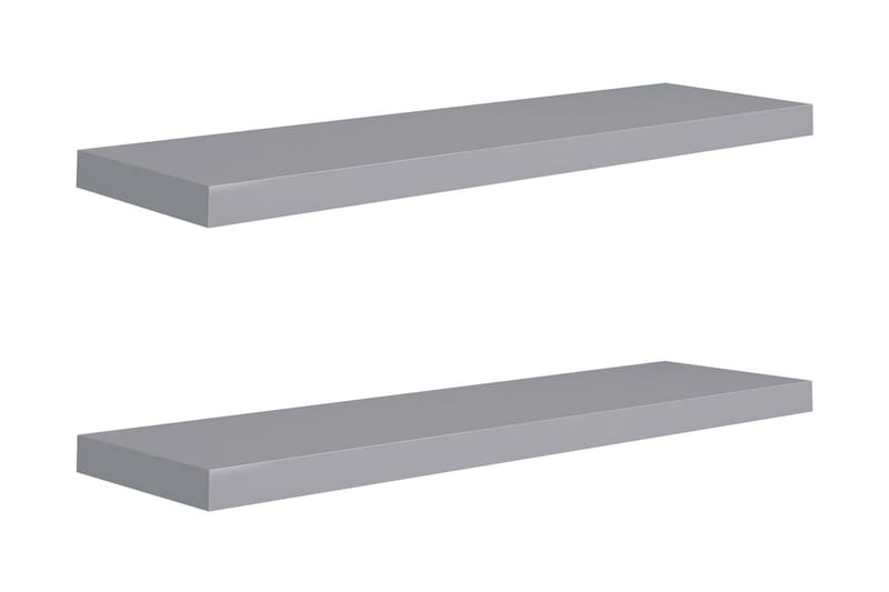 Kelluvat seinähyllyt 2 kpl harmaa 90x23,5x3,8 cm MDF - Harmaa - Säilytys - Hylly - Seinähylly