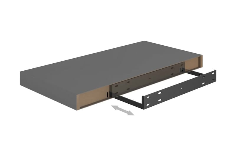 Kelluvat seinähyllyt 2 kpl korkeakiilto harmaa 50x23x3,8 cm - Harmaa - Säilytys - Hylly - Seinähylly