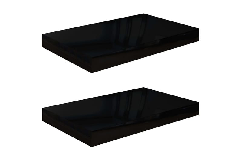 Kelluvat seinähyllyt 2 kpl korkeakiilto musta 40x23x3,8 cm - Musta - Säilytys - Hylly - Seinähylly