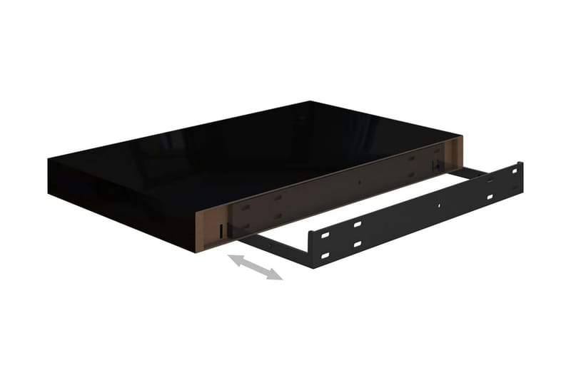 Kelluvat seinähyllyt 2 kpl korkeakiilto musta 40x23x3,8 cm - Musta - Säilytys - Hylly - Seinähylly