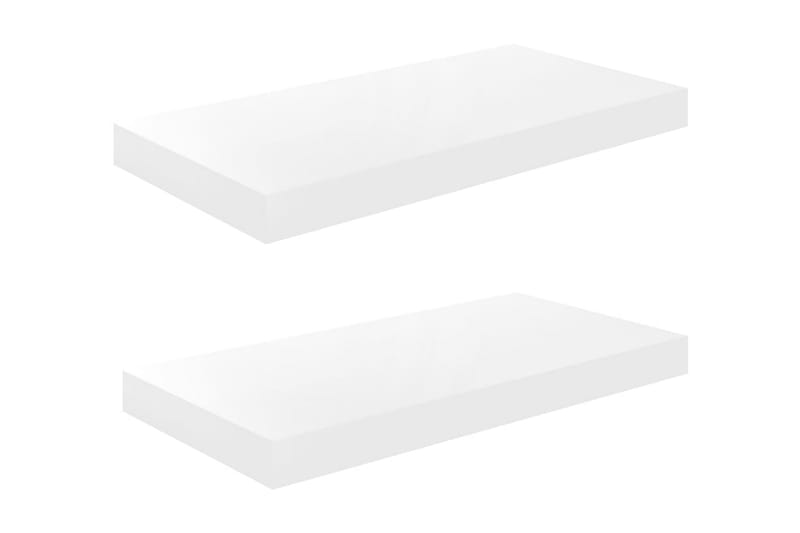 Kelluvat seinähyllyt 2 kpl korkeakiilto valk. 50x23x3,8 cm - Valkoinen - Säilytys - Hylly - Seinähylly