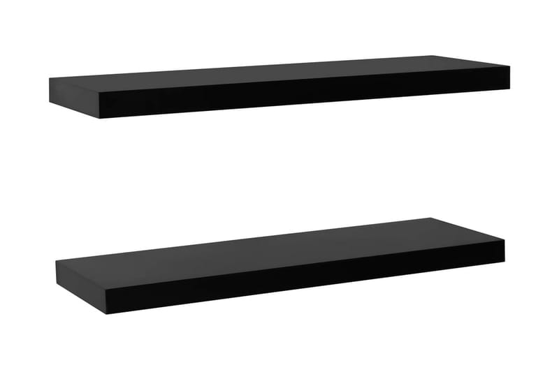 Kelluvat seinähyllyt 2 kpl musta 100x20x3,8 cm - Säilytys - Hylly - Seinähylly
