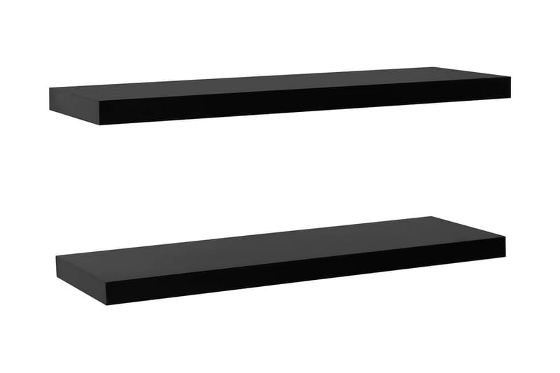Kelluvat seinähyllyt 2 kpl musta 120x20x3,8 cm - Säilytys - Hylly - Seinähylly