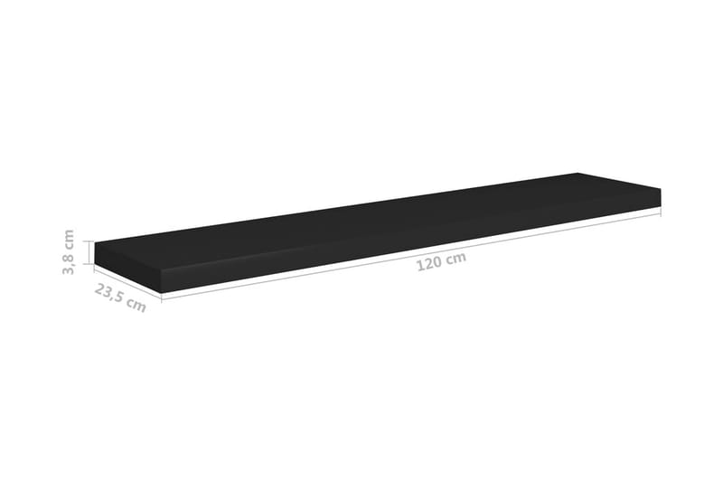 Kelluvat seinähyllyt 2 kpl musta 120x23,5x3,8 cm MDF - Musta - Säilytys - Hylly - Seinähylly