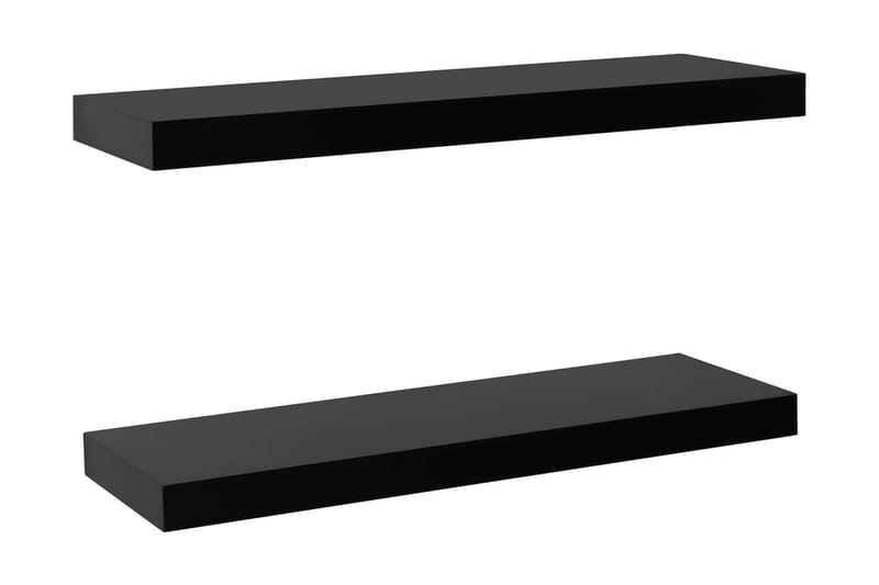 Kelluvat seinähyllyt 2 kpl musta 60x20x3,8 cm - Säilytys - Hylly - Seinähylly