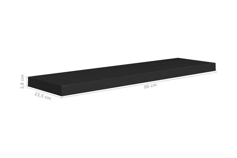 Kelluvat seinähyllyt 2 kpl musta 90x23,5x3,8 cm MDF - Musta - Säilytys - Hylly - Seinähylly