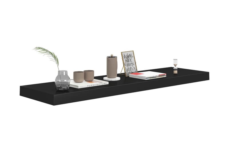 Kelluvat seinähyllyt 2 kpl musta 90x23,5x3,8 cm MDF - Musta - Säilytys - Hylly - Seinähylly