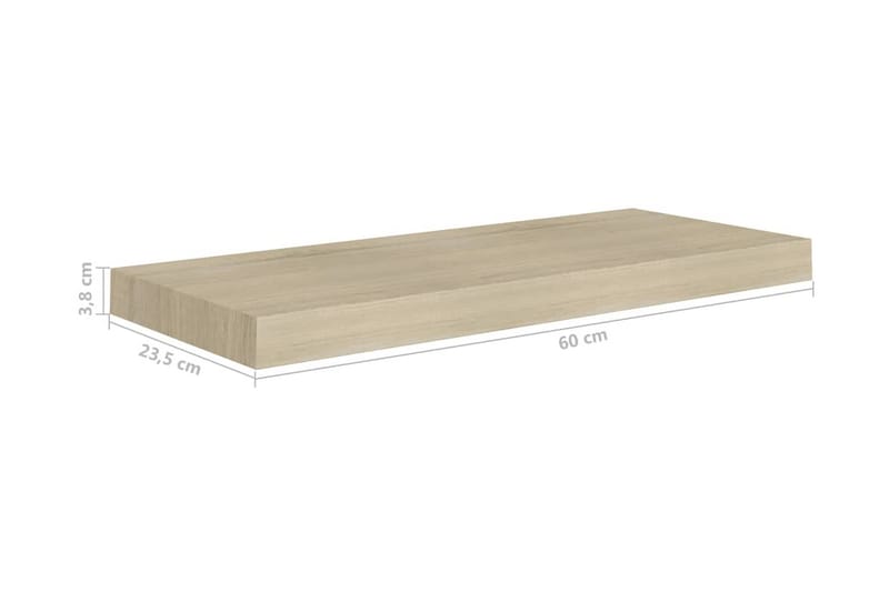 Kelluvat seinähyllyt 2 kpl tammi 60x23,5x3,8 cm MDF - Ruskea - Säilytys - Hylly - Seinähylly