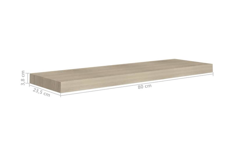 Kelluvat seinähyllyt 2 kpl tammi 80x23,5x3,8 cm MDF - Ruskea - Seinähylly - Keittiöhylly - Hylly