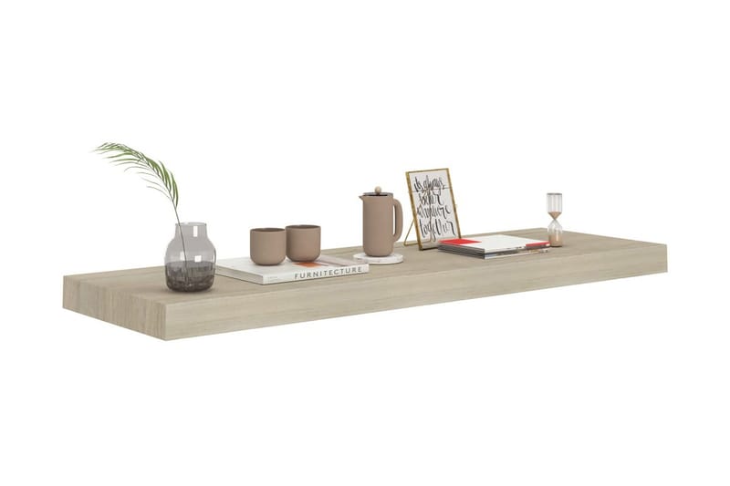 Kelluvat seinähyllyt 2 kpl tammi 80x23,5x3,8 cm MDF - Ruskea - Seinähylly - Keittiöhylly - Hylly