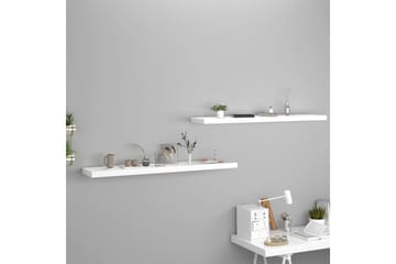 Kelluvat seinähyllyt 2 kpl valkoinen 120x23,5x3,8 cm MDF - Valkoinen - Säilytys - Hylly - Seinähylly