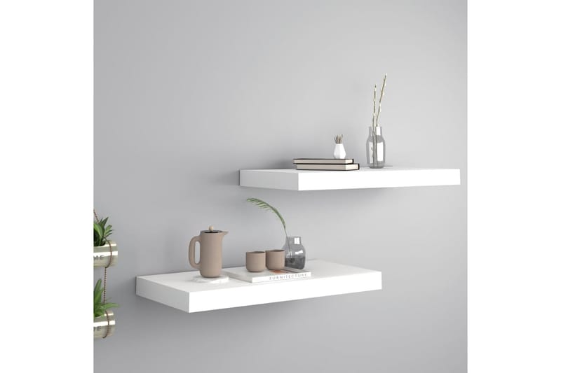 Kelluvat seinähyllyt 2 kpl valkoinen 50x23x3,8 cm MDF - Valkoinen - Säilytys - Hylly - Seinähylly