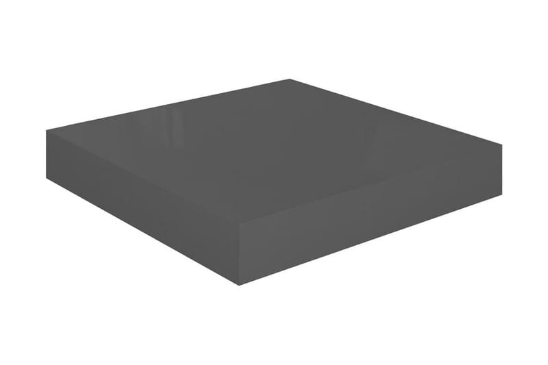 Kelluvat seinähyllyt 2kpl korkeakiilto harmaa 23x23,5x3,8 cm - Harmaa - Säilytys - Hylly - Seinähylly