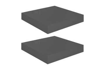 Kelluvat seinähyllyt 2kpl korkeakiilto harmaa 23x23,5x3,8 cm - Harmaa - Säilytys - Hylly - Seinähylly