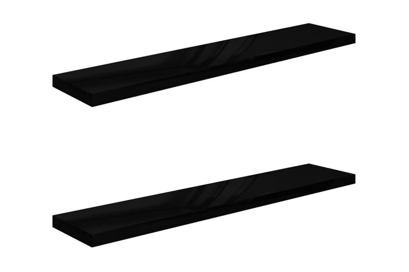 Kelluvat seinähyllyt 2kpl korkeakiilto musta 120x23,5x3,8 cm - Musta - Säilytys - Hylly - Seinähylly
