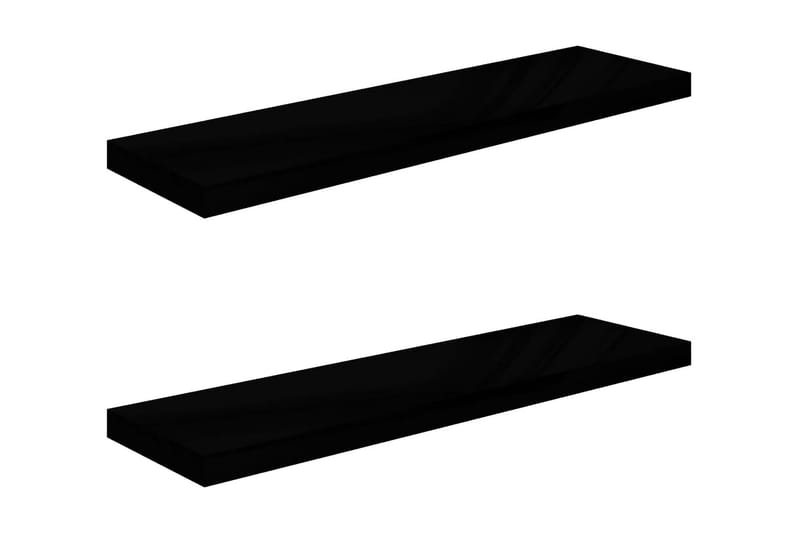 Kelluvat seinähyllyt 2kpl korkeakiilto musta 90x23,5x3,8 cm - Musta - Säilytys - Hylly - Seinähylly