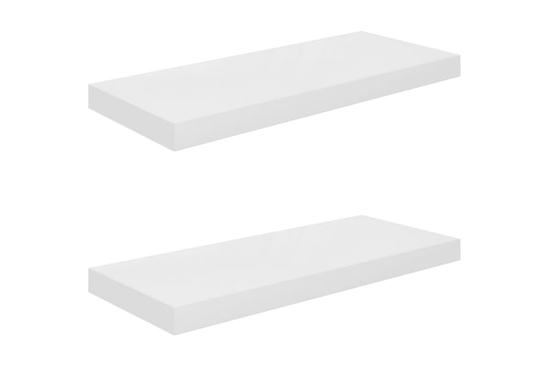 Kelluvat seinähyllyt 2kpl korkeakiilto valk. 60x23,5x3,8 cm - Valkoinen - Säilytys - Hylly - Seinähylly