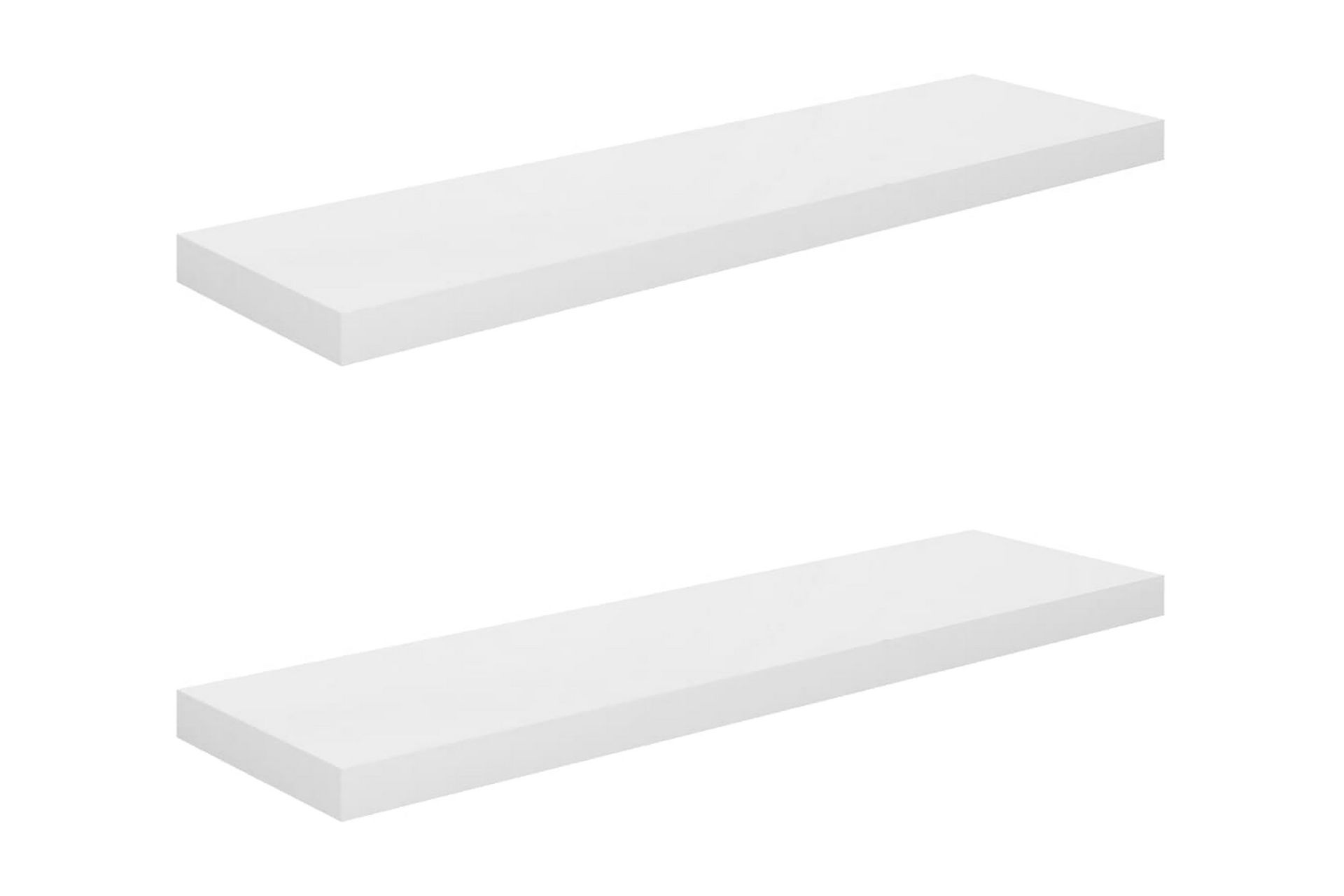 Kelluvat seinähyllyt 2kpl korkeakiilto valk. 90x23,5x3,8 cm - Valkoinen - Säilytys - Hylly - Seinähylly