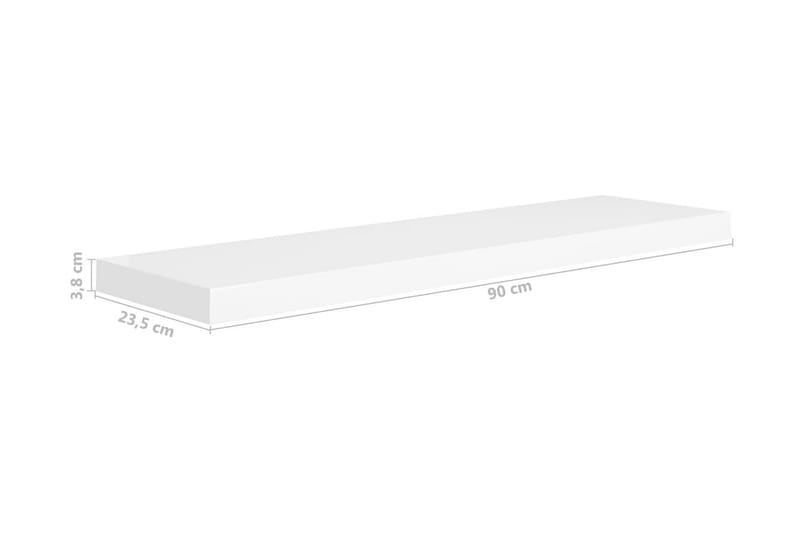 Kelluvat seinähyllyt 2kpl valkoinen 90x23,5x3,8 cm MDF - Valkoinen - Seinähylly - Keittiöhylly - Hylly