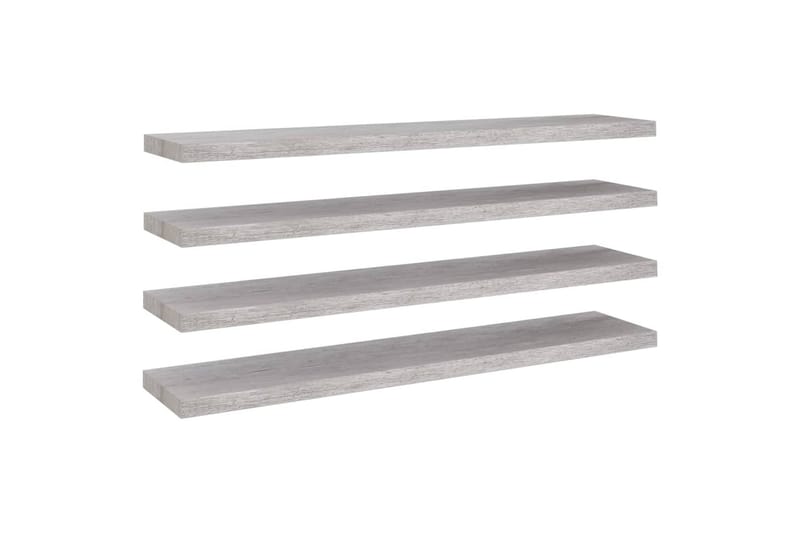 Kelluvat seinähyllyt 4 kpl betoninharmaa 120x23,5x3,8 cm MDF - Harmaa - Säilytys - Hylly - Seinähylly