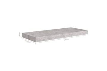 Kelluvat seinähyllyt 4 kpl betoninharmaa 60x23,5x3,8 cm MDF - Harmaa - S�äilytys - Hylly - Seinähylly