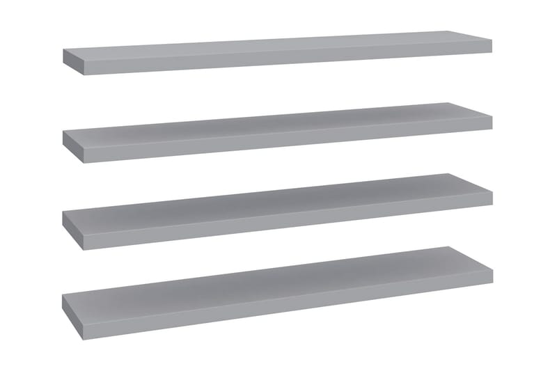 Kelluvat seinähyllyt 4 kpl harmaa 120x23,5x3,8 cm MDF - Harmaa - Säilytys - Hylly - Seinähylly