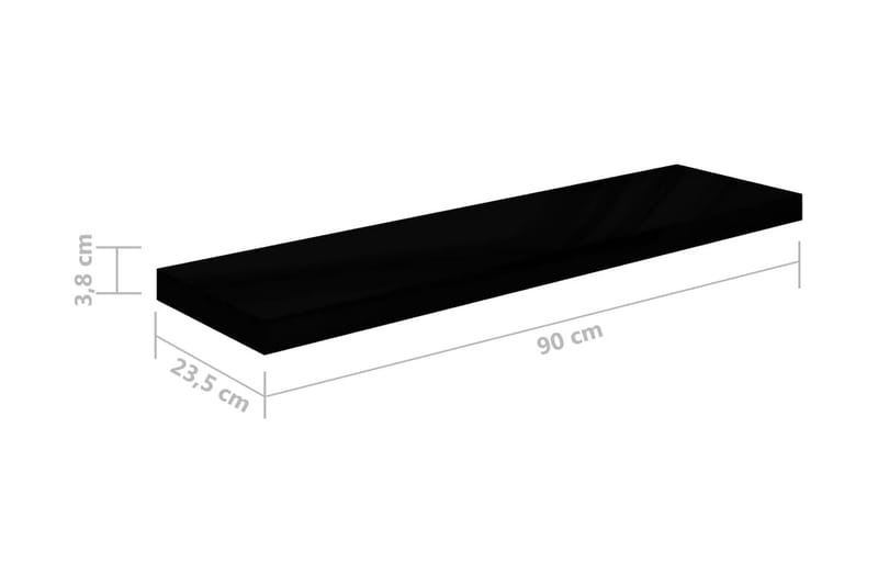 Kelluvat seinähyllyt 4 kpl korkeakiilto musta 90x23,5x3,8 cm - Musta - Säilytys - Hylly - Seinähylly