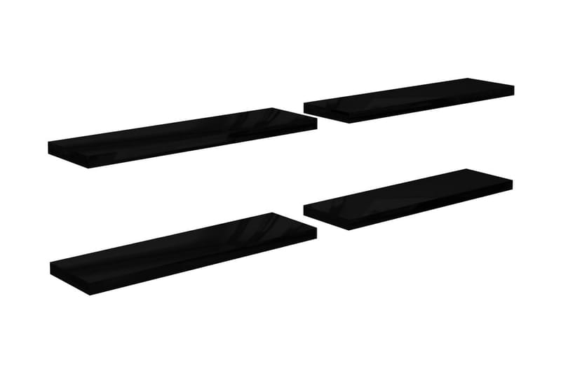Kelluvat seinähyllyt 4 kpl korkeakiilto musta 90x23,5x3,8 cm - Musta - Säilytys - Hylly - Seinähylly
