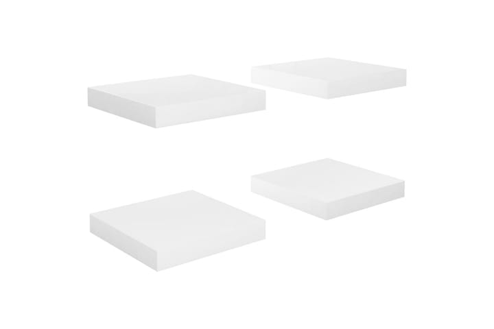 Kelluvat seinähyllyt 4 kpl korkeakiilto valk. 23x23,5x3,8 cm - Valkoinen - Seinähylly - Keittiöhylly - Hylly