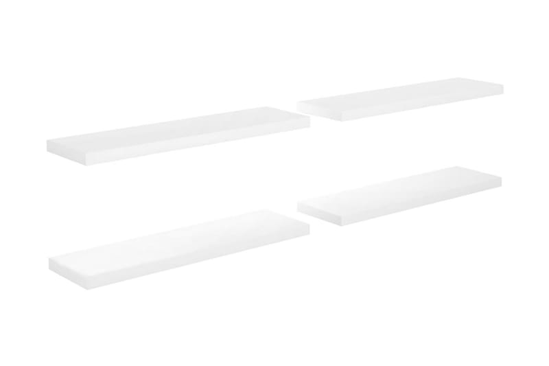 Kelluvat seinähyllyt 4 kpl korkeakiilto valk. 90x23,5x3,8 cm - Valkoinen - Säilytys - Hylly - Seinähylly