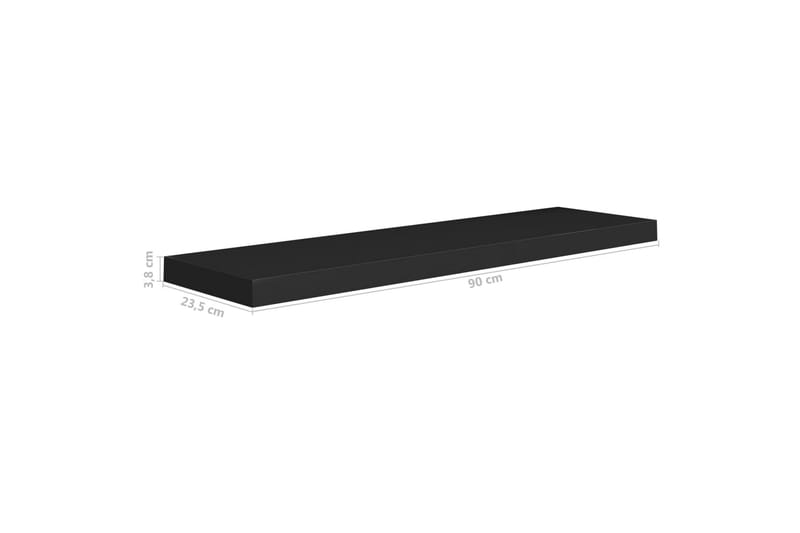 Kelluvat seinähyllyt 4 kpl musta 90x23,5x3,8 cm MDF - Musta - Säilytys - Hylly - Seinähylly