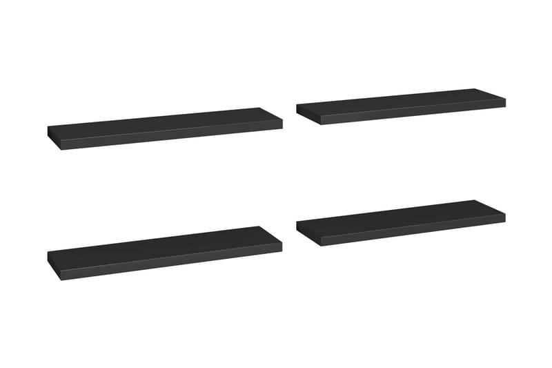 Kelluvat seinähyllyt 4 kpl musta 90x23,5x3,8 cm MDF - Musta - Säilytys - Hylly - Seinähylly