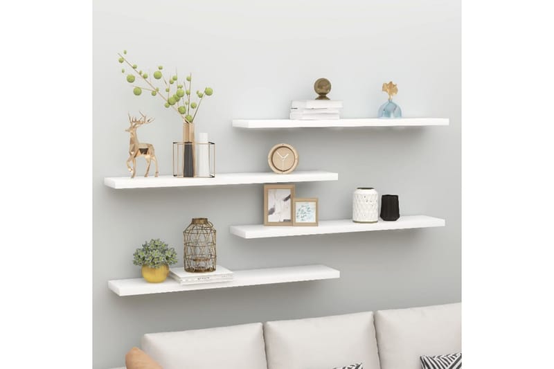 Kelluvat seinähyllyt 4kpl 120x23,5x3,8cm MDF - Valkoinen - Säilytys - Hylly - Seinähylly