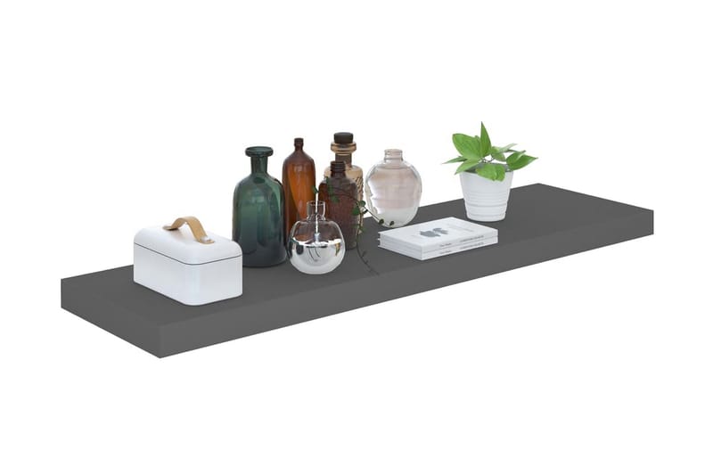 Kelluvat seinähyllyt 4kpl korkeakiilto harmaa 90x23,5x3,8 cm - Harmaa - Säilytys - Hylly - Seinähylly