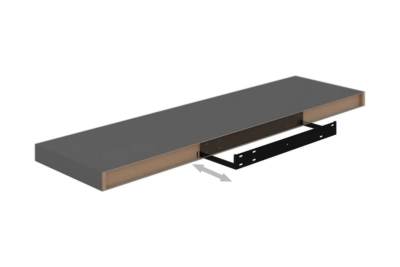 Kelluvat seinähyllyt 4kpl korkeakiilto harmaa 90x23,5x3,8 cm - Harmaa - Säilytys - Hylly - Seinähylly