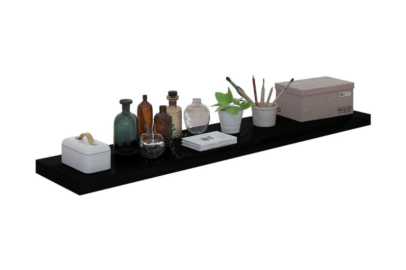 Kelluvat seinähyllyt 4kpl korkeakiilto musta 120x23,5x3,8 cm - Musta - Säilytys - Hylly - Seinähylly