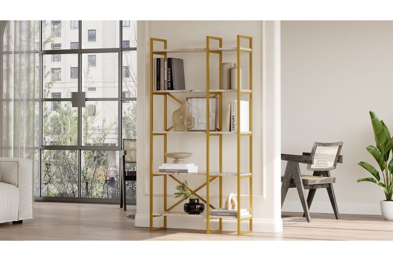 Kerakeha kirjahylly 87,5x30 cm kulta - Hanah Home - Säilytys - Hylly - Kirjahylly