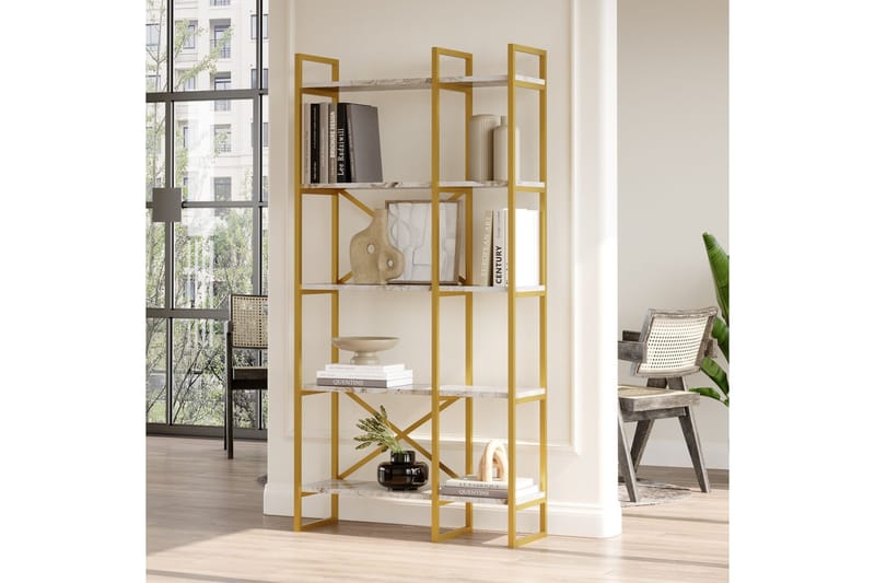 Kerakeha kirjahylly 87,5x30 cm kulta - Hanah Home - Säilytys - Hylly - Kirjahylly
