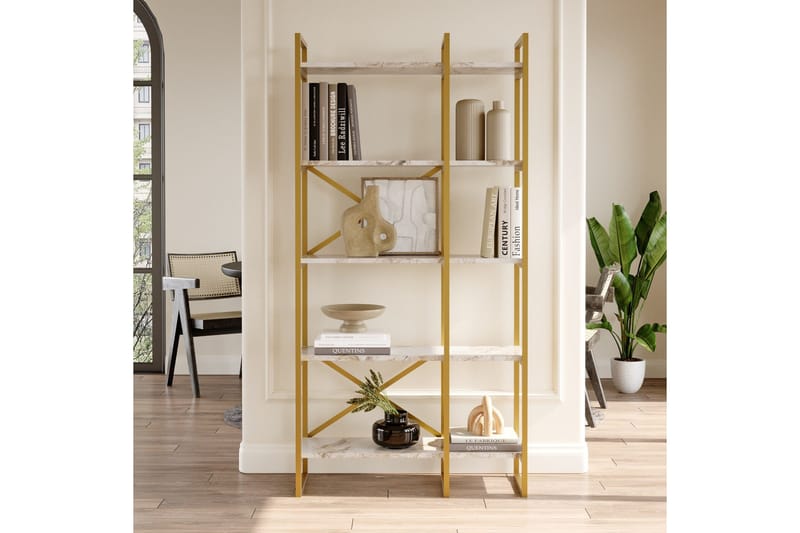 Kerakeha kirjahylly 87,5x30 cm kulta - Hanah Home - Säilytys - Hylly - Kirjahylly