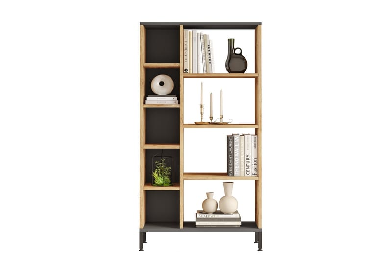 Keshav kirjahylly 72x25,5 cm antrasiitti/ruskea, Hanah Home