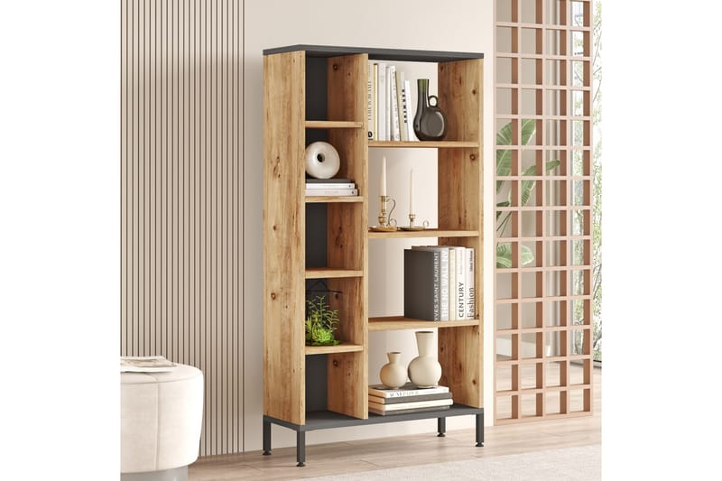 Keshav kirjahylly 72x25,5 cm antrasiitti/ruskea - Hanah Home - Säilytys - Hylly - Kirjahylly