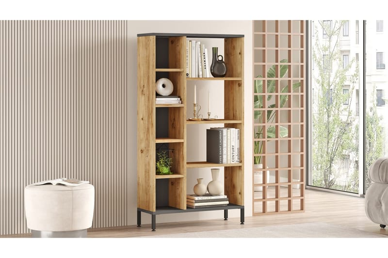 Keshav kirjahylly 72x25,5 cm antrasiitti/ruskea - Hanah Home - Säilytys - Hylly - Kirjahylly