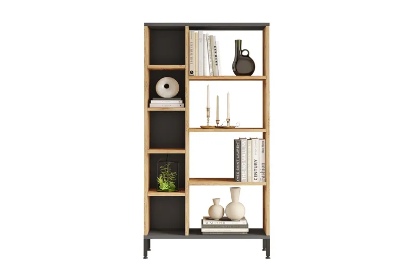 Keshav kirjahylly 72x25,5 cm antrasiitti/ruskea, Hanah Home