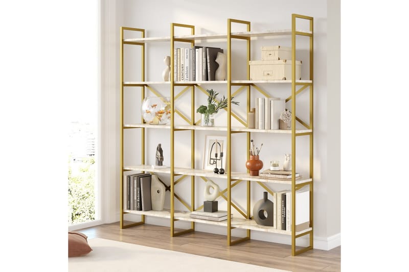Keshri kirjahylly 170x30 cm kulta - Hanah Home - Säilytys - Hylly - Kirjahylly