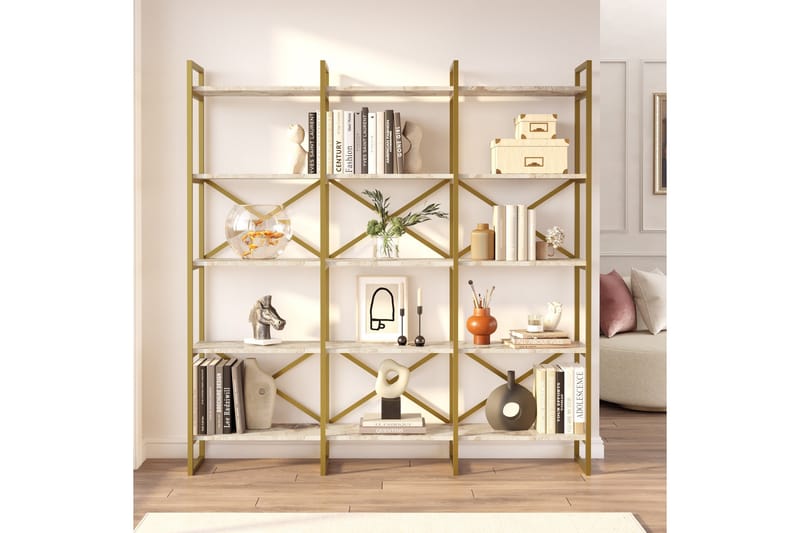 Keshri kirjahylly 170x30 cm kulta - Hanah Home - Säilytys - Hylly - Kirjahylly