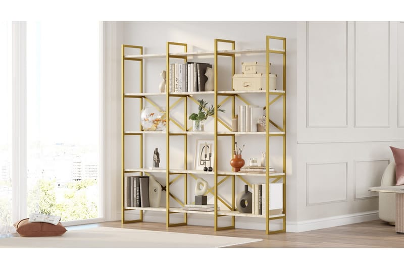 Keshri kirjahylly 170x30 cm kulta - Hanah Home - Säilytys - Hylly - Kirjahylly