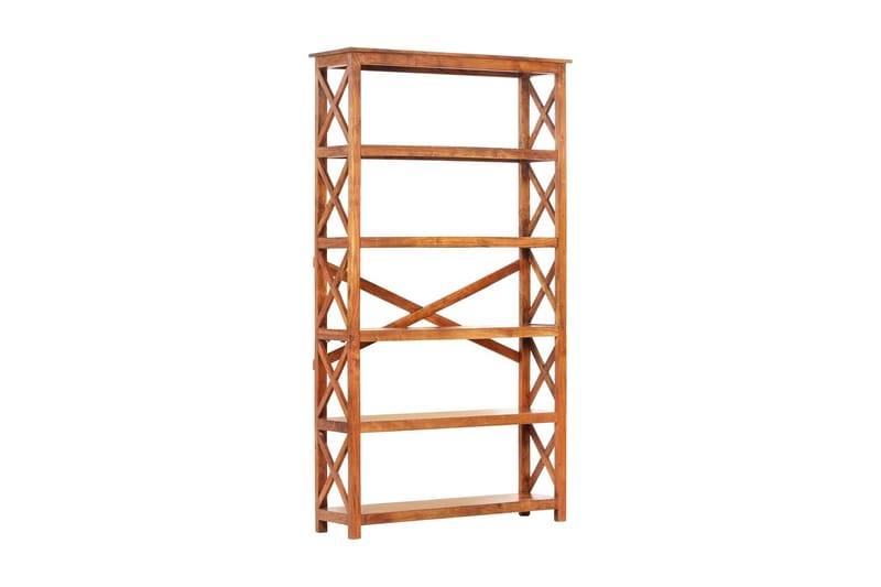 Kirjahylly 100x30x180 cm täysi akaasiapuu seesamviimeistelyl - Ruskea - Säilytys - Hylly - Kirjahylly
