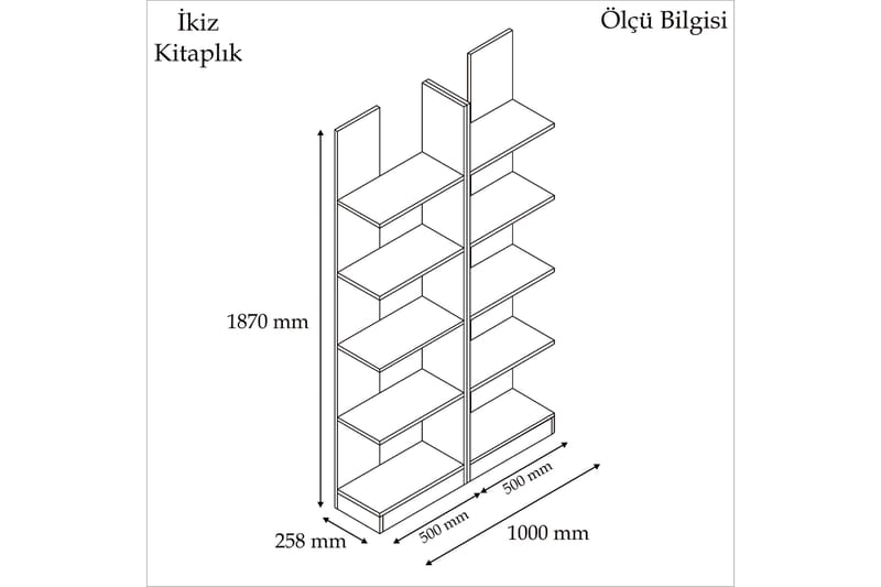 Kirjahylly 187x100 cm - Pähkinä - Kirjahylly - Hylly