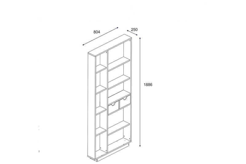 Kirjahylly 189x80 cm - Luonnonväri - Säilytys - Hylly - Kirjahylly